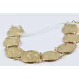 9ct Yellow gold sovereign style bracelet