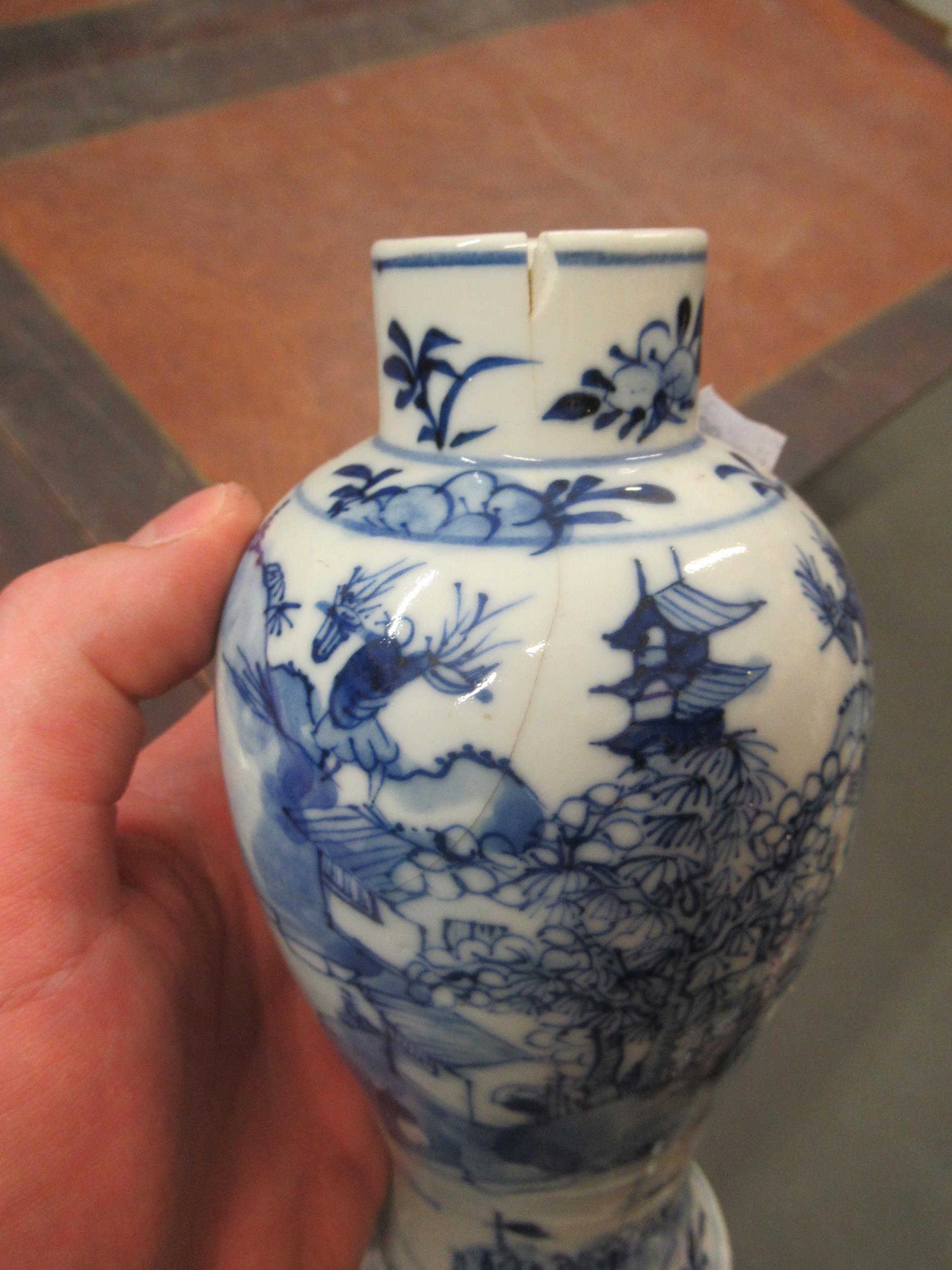 Japanese Imari octagonal baluster form vase, 7.75ins high (at fault), together with two small - Image 3 of 15