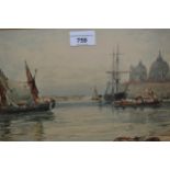 Pair of framed colour prints, Venetian scenes, after T.B. Hardy, 8ins x 25ins, together with a small