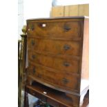 Mid 20th Century walnut four drawer bow front bedroom chest