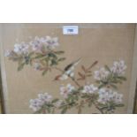 Set of four Chinese paintings on silk of birds and foliage, together with a quantity of other framed