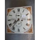 George III 13in painted dial eight day clock movement by H. Hobgood of Ledbury, together with an