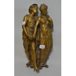 19th Century gold patinated spelter figural group (minus base), 16ins high