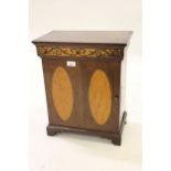 Late 19th Century mahogany and satinwood table top cabinet having inlaid decoration and single flush