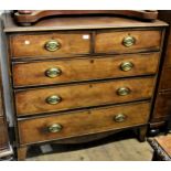 George III mahogany straight front chest of two short and three long drawers with oval brass handles