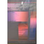 Rib Bloomfield, large framed coloured print, abstract composition, artist's proof No. 6 of 8, signed