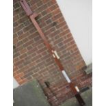 Large vintage wooden British Rail track gauge, approximately 7ft 6ins long