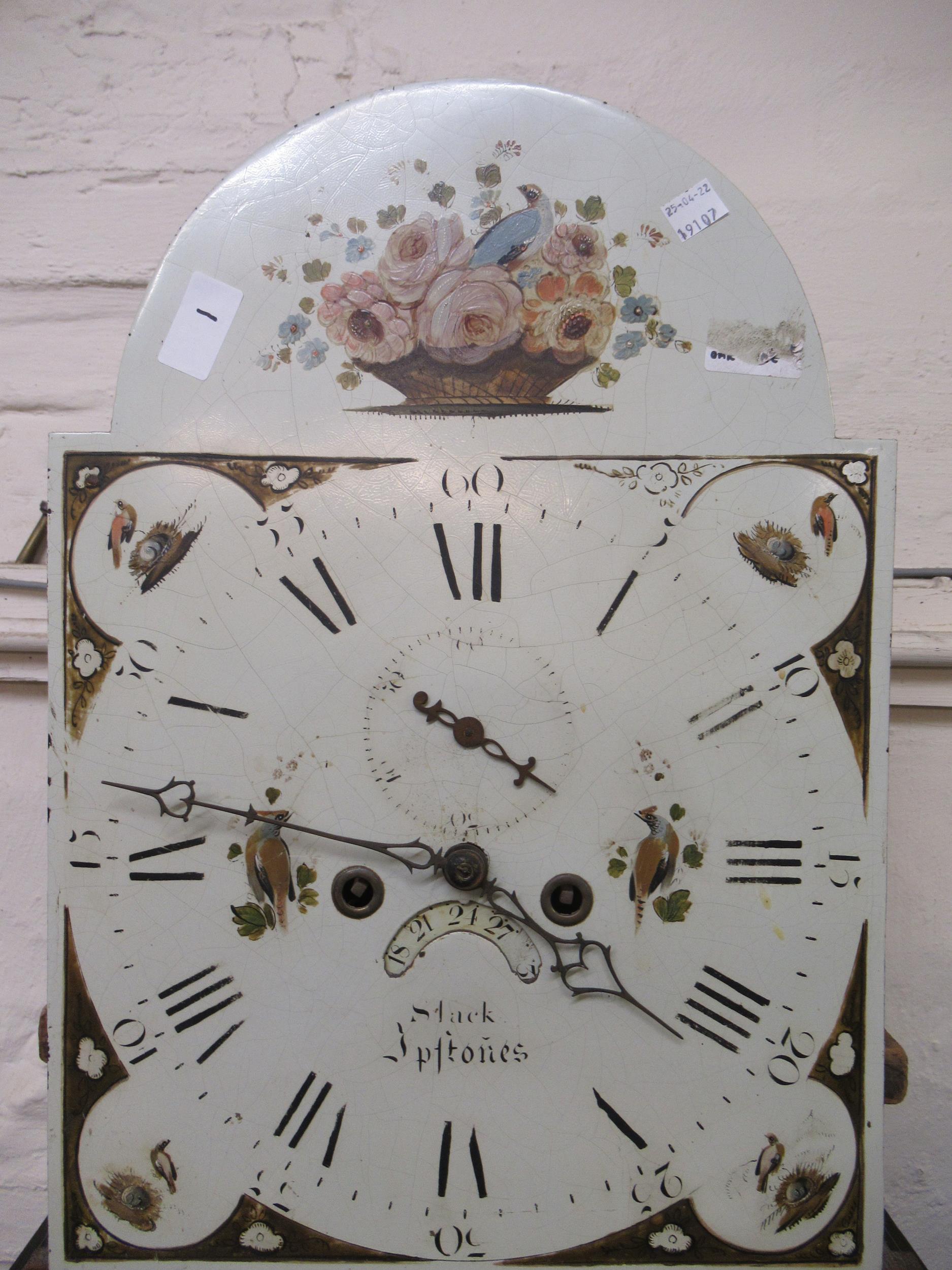 Early 19th Century mahogany longcase clock, the arched hood above an arched panel door, the enamel - Image 3 of 5