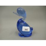 Rare Whitefriars sky blue ' Dilly Duck ', (made for one year only) 1980, 5.25ins high Good