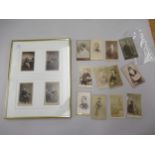 Framed group of four 19th Century visiting cards, housed in a gilt frame and a quantity of loose