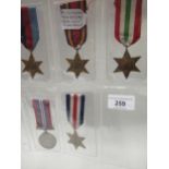 Group of five World War II medals including France and Germany Star, the Burma Star, the Italy