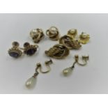 Five pairs of 9ct gold earrings, 13g gross