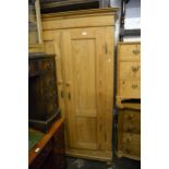 Continental stripped and polished pine two door wardrobe, 49ins wide x 22ins deep x 77ins high