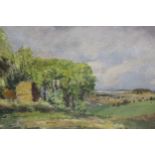 Paul Dessau, signed oil, view across a rural landscape, together with an unframed oil on canvas