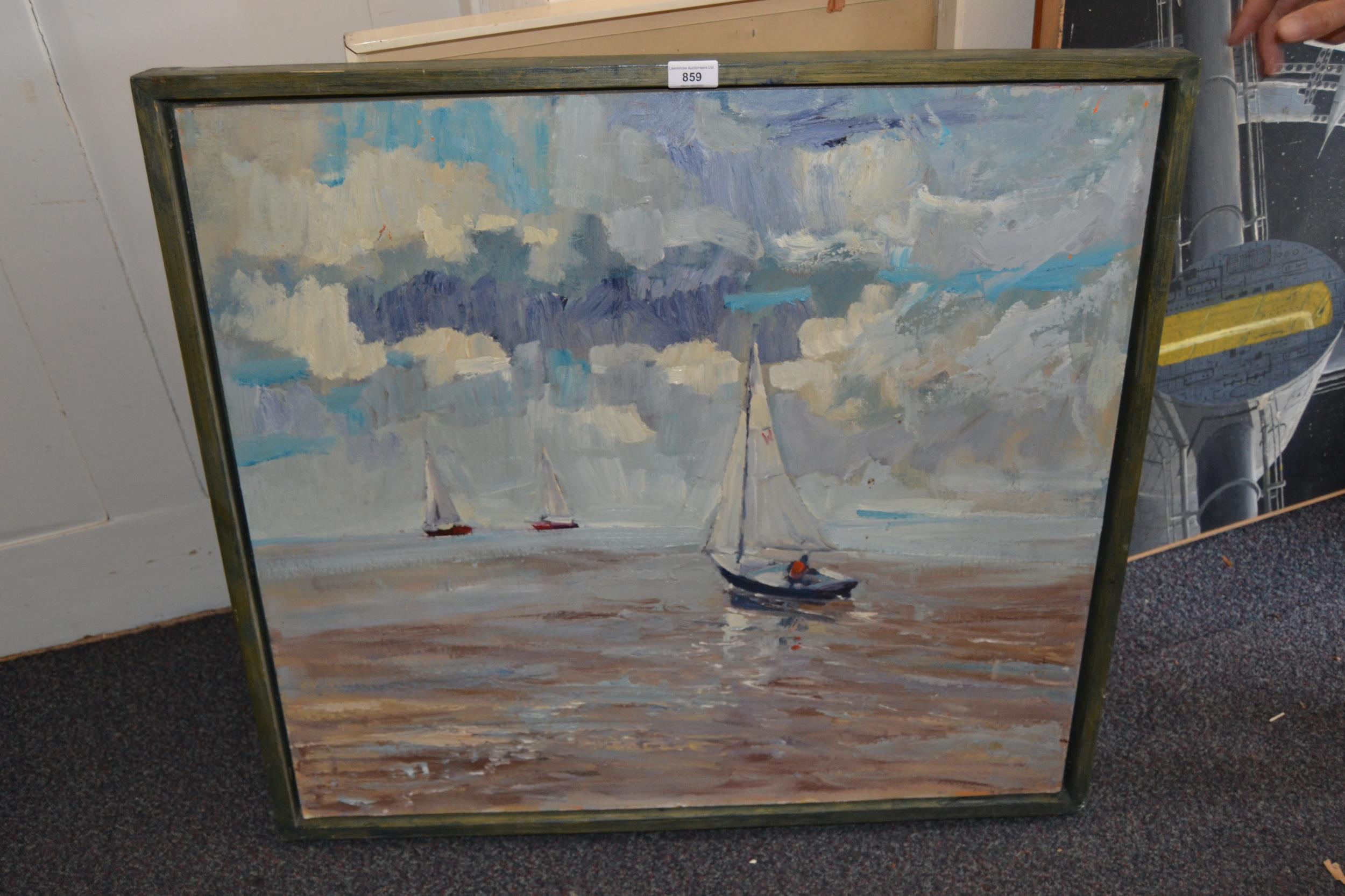 Jan Newhouse, oil on board ' Mersey Regatta ', 28ins x 31ins together with an oil on canvas of a - Image 2 of 4