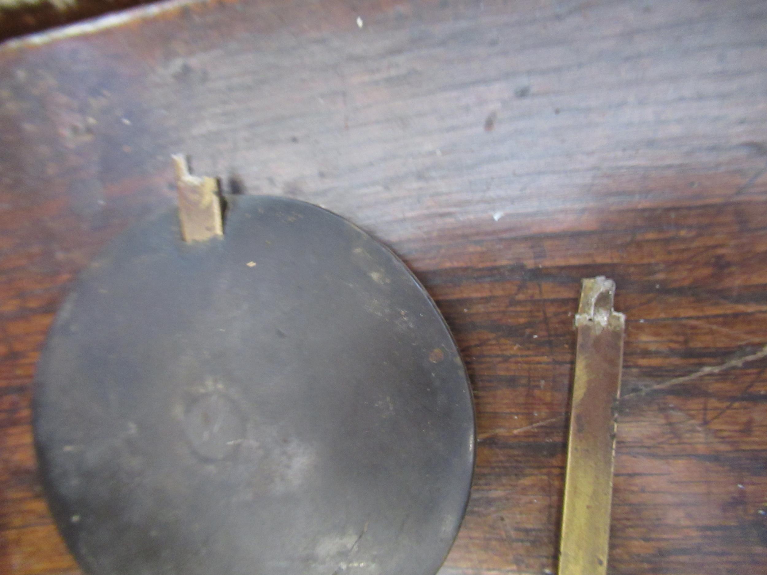 19th Century carved mahogany drop dial wall clock, the painted dial with Roman numerals and single - Image 6 of 7