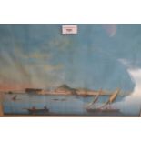 Near pair of 19th Century Neapolitan school, gouache paintings, scenes in the Bay of Naples at day