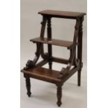 Reproduction mahogany three tread library step