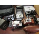 Small case containing a quantity of various 20th Century cameras including a Box Brownie and Kodak