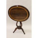 19th Century and later, oval pedestal table with inlaid top