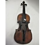 Late 19th / early 20th Century violin with 13.75in two piece flame figured back (for restoration)