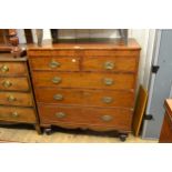 19th Century mahogany and line inlaid straight front chest of two short and three long drawers