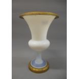 Opaline glass pedestal goblet with associated gilt metal mounts 8.75ins high