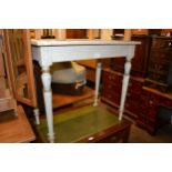 Victorian white and gilt painted pine rectangular side table on turned supports