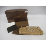 Gucci beige leather Britt clutch bag with gold tone hardware, complete with dust bag, box and papers