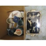 Box containing a quantity of various BOAC mugs, jugs, ashtrays etc.