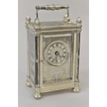 Mappin & Webb, bicentenary Limited Edition silver carriage clock, London 1975, the engraved dial