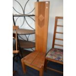 Modern high back hardwood chair, bearing label for Hywel Jones Collector Plan