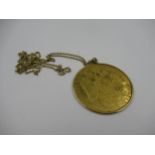 1915 Austrian four Ducat gold coin and a 9ct gold pendant mount suspended from a 9ct gold chain,