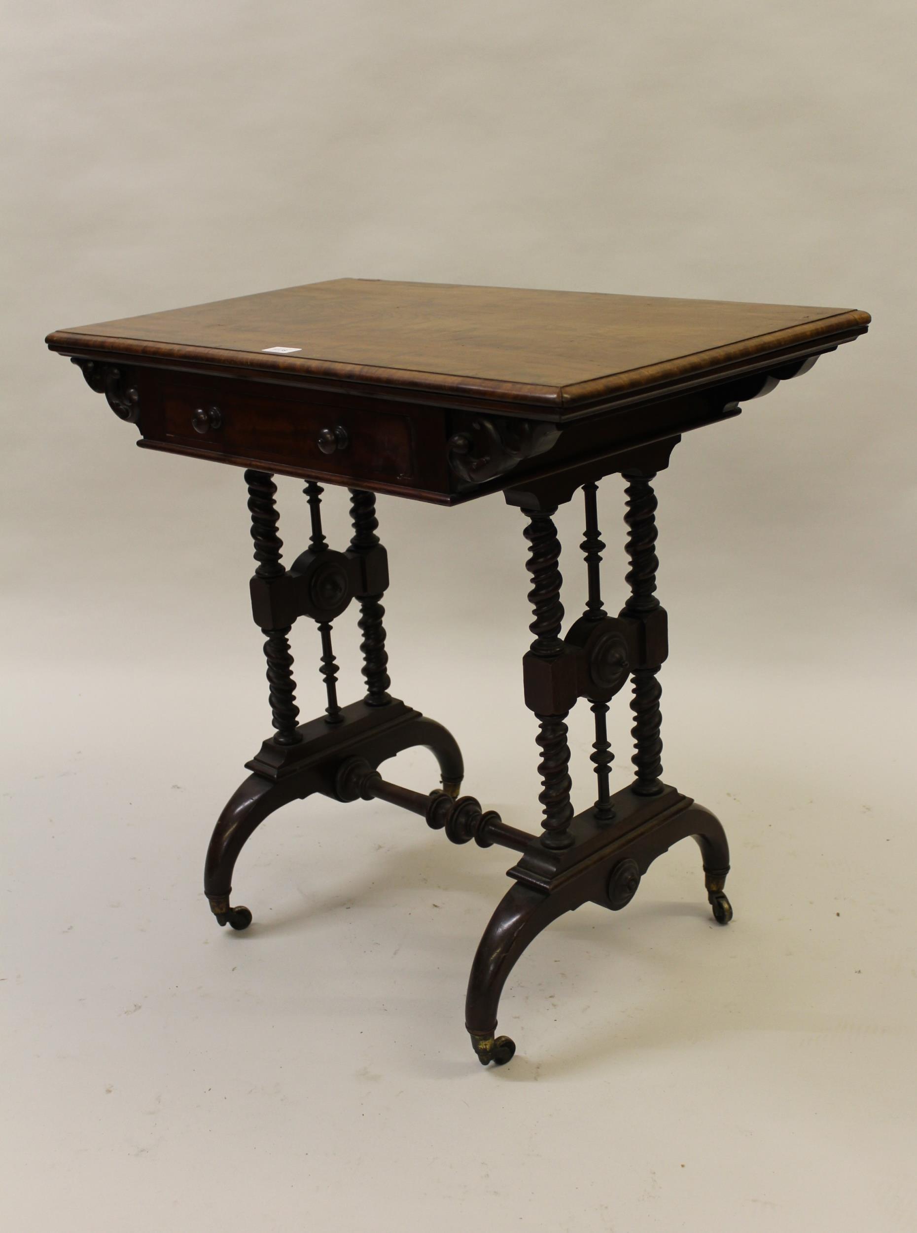 Good quality Victorian figured mahogany rectangular fold-over card table by Lamb of Manchester,