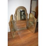 Early 20th Century gilded composition triple plate dressing table mirror, a similar mahogany