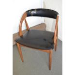 20th Century Danish black leatherette upholstered dining chair attributed to Kai Kristiansen (