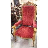 Late 19th / early 20th Century Continental beechwood open arm recliner chair, together with a