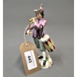 Late Meissen figure of a boy musician with pipe and drum, blue cross swords and impressed marks to