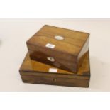 Two Victorian boxes with hinged covers, (at fault)