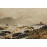 Thomas Bush Hardy, large watercolour inscribed ' Sketch for the Picture, a Wreck off Bamborough ',