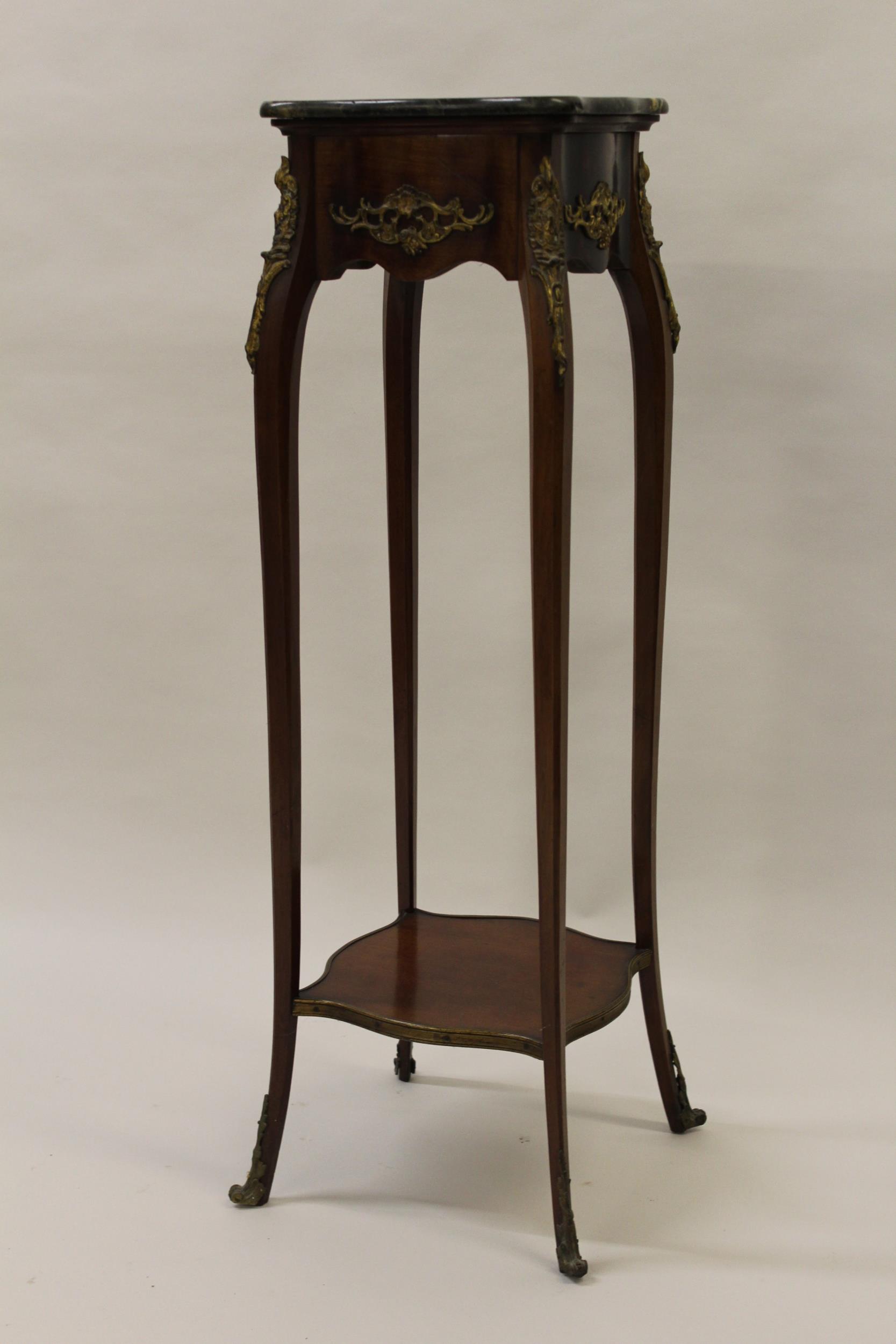 Late 19th / early 20th Century French ormolu mounted jardiniere stand with marble top, 41.5ins - Image 2 of 2