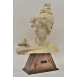 Professor Garella, 19th Century finely carved white marble head and shoulder bust of a young lady,