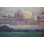 Late 20th Century Spanish school oil on canvas, coastal landscape at sunset, signed Demuelz, 24ins x