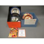 Wedgwood Clarice Cliff Bizarre reissue conical teacup, saucer and plate in original box, together