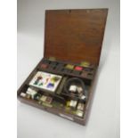 Artist's 19th Century mahogany paints box, the fitted interior containing some original materials