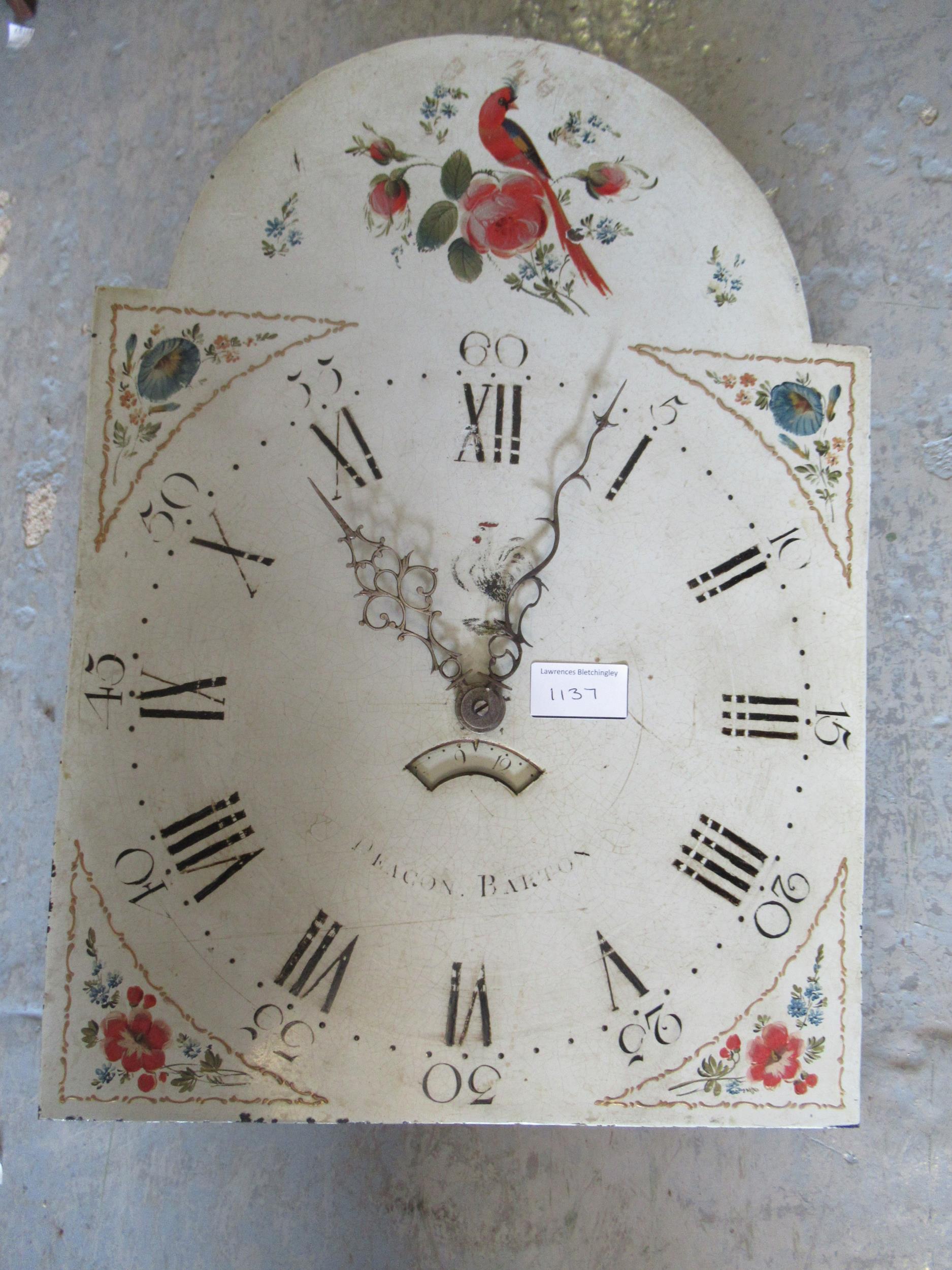 George III arched painted eight day longcase clock movement by Thomas Legg of Bletchingley, together - Image 2 of 2