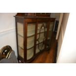 Early 20th Century mahogany display cabinet with a single bar glazed door enclosing shelves, on