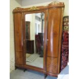 Late 19th / early 20th Century French Kingwood, amboyna and ormolu mounted wardrobe, the shaped