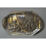 WMF oval silvered pewter tray cast with a kneeling figure, 16.25ins wide Plating is worn, so would