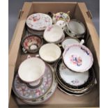 Quantity of 19th Century English cups and saucers a good portion of the cups and saucers are damaged